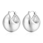 Large Semicircle Hollow Earrings Steel Color MS-147