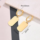 25x13.5mm / Light Gold Semicircle Rectangular Earrings (Gold) / 1 Pair/Package