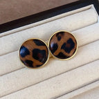 925 Silver Needle-Leopard Print round Studs (G50146)-