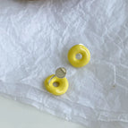 Yellow Donut Thick Copper Gold-Plated Mosquito Coil Clip Earrings
