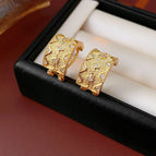 18K Real Gold Plated Silver Needle C- Shaped Stud Earrings
