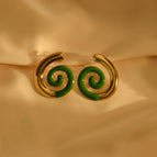 Tubular Oil Dripping Spiral Stud Earrings [a Pair]/26*29mm