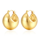 Large Semicircle Hollow Earrings Gold MS-147