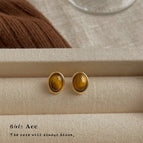 Elliptical Tigereye-Silver Needle