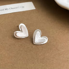 Double-layer Brushed Heart/Silver Needle