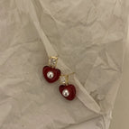 Red Love Heart Stud Earrings N