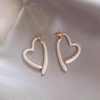 3#White oil dripping love earrings