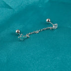 White and round Zirconium Cross / Steel Color / Rod Thickness * Rod Length 0.8x6mm