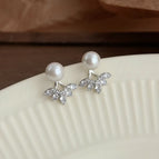Zircon Petal Pearl-Silver Needle