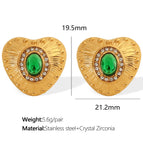 Eh790 Green Stone Gold Earrings