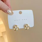 28# Asian Gold-Twisted Triangle Earrings-