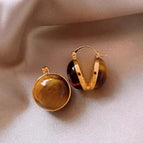 Forest Style Tiger Eye Stone Double-Sided Earrings