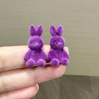 Stunning Purple Flocked Bunny Earrings