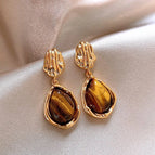 16#Maillard tiger eye stone drop earrings