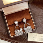 R5648 Silver Woven Flower Basket Stud Earrings