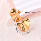 19x24mm (Needle Thickness: 0.7mm) / Glossy Concave-Convex Scallop Earrings (Gold) / 1 Pair/Package