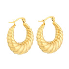 C Hollow round Striped Earrings-Gold Ke109518-WGMW