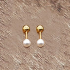 Single-head Imitation Pearl Gold Earrings / 5mm Pair