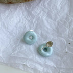 Mint Color Donut Thick Copper Plated Real Gold Mosquito Coil Clip Earrings