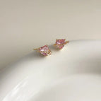 Mini Heart-Shaped Zircon-Silver Needle