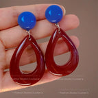 Blue and Red Hollow Water Drop Earrings, ES21494-3