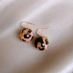 4# Ear Hook-Light Brown Leopard Print