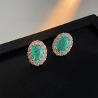 Oval Retro Green Ice Flower Zircon