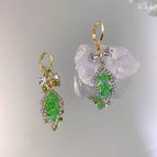 Gm2832 Green Crystal Leaves Ear Clip