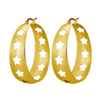 Five-Pointed Star Hollow Gold 30mm Pair