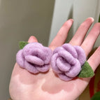 2511103D Purple Plush Rose Earrings