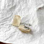 Beige Irregular Square Thick Copper Gold-Plated Mosquito Coil Clip Earrings
