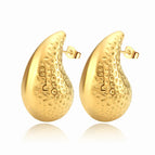 Beating Pattern Hollow Water Drop Earrings Gold
