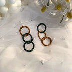 Orange Mixed Green - Chain Circle Earrings
