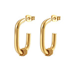 Oval Welding Pin Earrings Gold MS-039