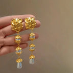 Heavy Industry Golden Pearl Tassel Earrings