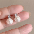 6#White Pearl Zircon Mosquito Coil Ear Clip