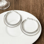 1 # Silver Double Circle Earrings