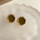 4894 Silver Needle Round Wave Stud Earrings