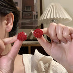 Red Raspberry Beaded Earrings EH0936