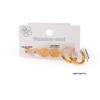 Hollow Flower Hoop Earrings Set 0432