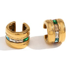 Ear Clip with Drill-Gold-Colorful Diamond/10*8mm