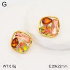 23mm Red Water Drop / Gold / 1 Pair/Package