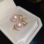 67# Ear Clip-Gold/1.3*1.1cm-Pink Four Rhinestone Pearl