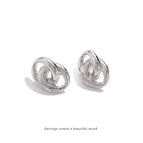 【2951】 Silver Geometric Ear Studs