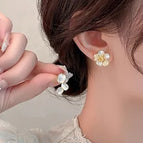 Asymmetrical flower earrings
