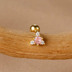 Y26467-Gold/1.3*1.1cm-Pink diamond-1pc