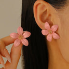 Dopamine Summer Pink Flower Stud Earrings WG0-1102