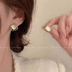 Simple square opal earrings