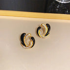 6# Gold Diamand Banana Stud Earrings (Aa0639)