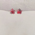 Red Flower Ear Studs